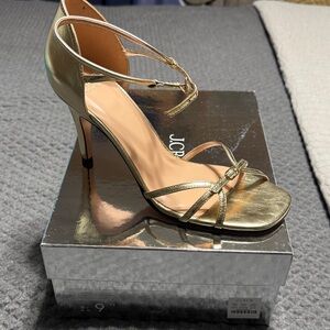 J. Crew Metallic Gold Strappy Heels